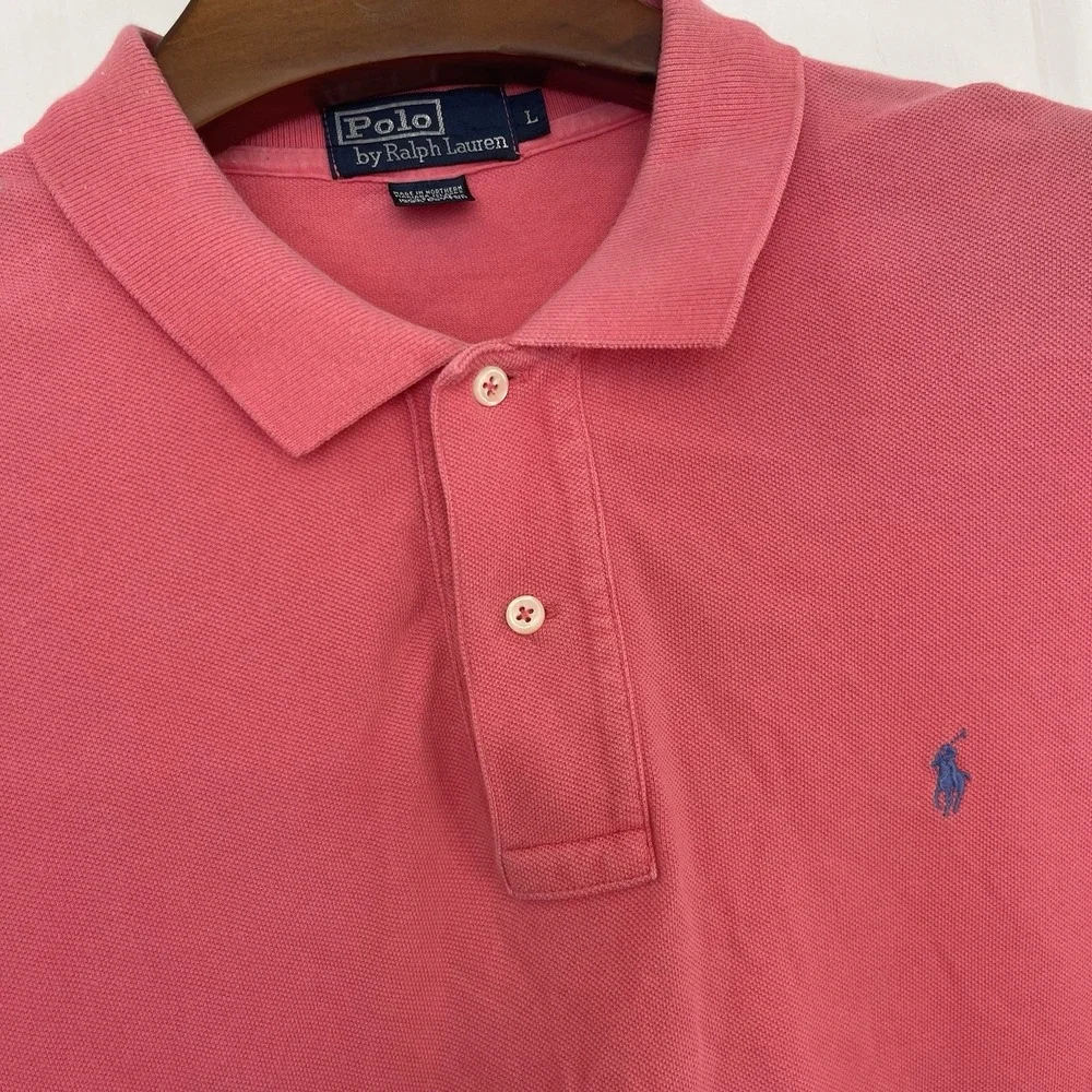 Polo Ralph Lauren Polo Shirt Mens Large Classic Fit‎ 100% Cotton golf  Pink